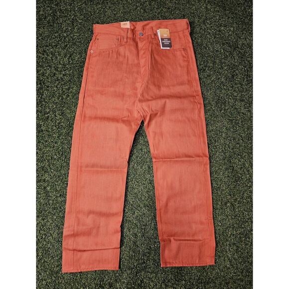 LEVI'S 501 Jeans NWT Button Fly Shrink to Fit Pink Coral Straight Mens 34 x 30 - Picture 4 of 9